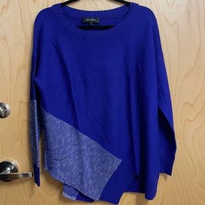 St. John Cobalt Blue Sweater with Diagonal Stripes